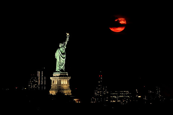 Moon Over Lady Liberty